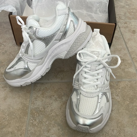 Coach Shoes - Coach Women's Metallic Mesh Sneaker, White/Grey, 6